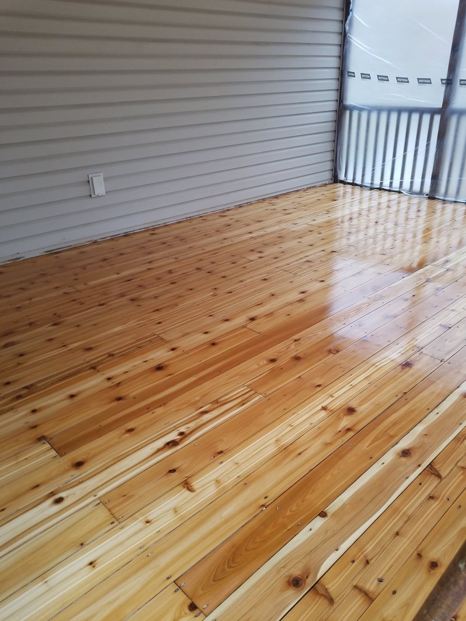 Refinished open-plan kitchen floor