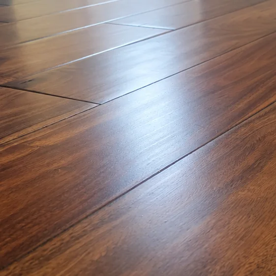 Hallway floor restored in a dark stain