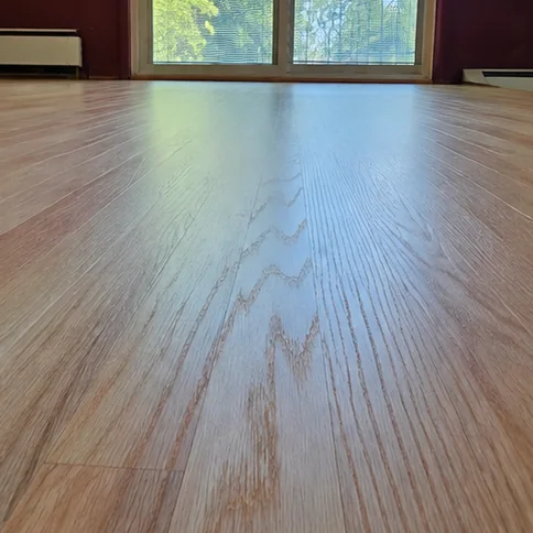 Living room floor sanded back to natural oak